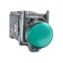 Schneider Electric Harmony XB4, Pilot light, metal, green, Dia.22, plain lens with integral LED, 110 120 VAC