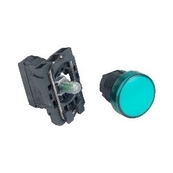 Schneider Electric Harmony XB5, Pilot light, plastic, green, Dia.22, plain lens with integral LED, 24 V AC/DC