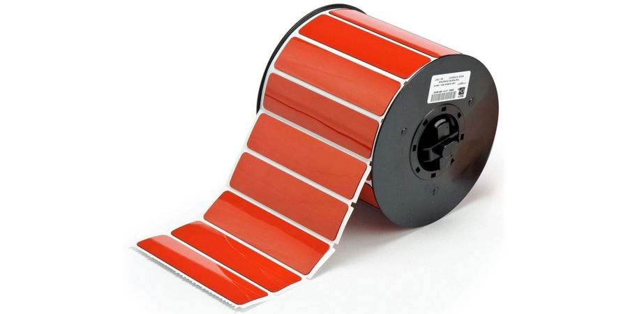 Raised Profile Label, Red, Red Background, LxWxT: 1 x 4 x 0.0256 in ...