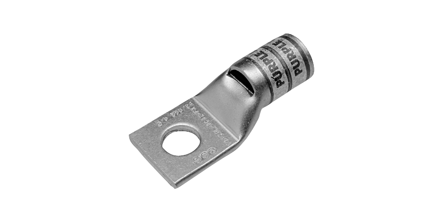 Compression Terminal, Blue, Copper, 1 Hole, Chamfered, Stud Size 1/4 in ...