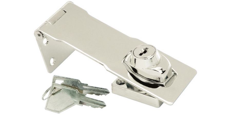 Hasp Lock, Steel, Chrome-Plated