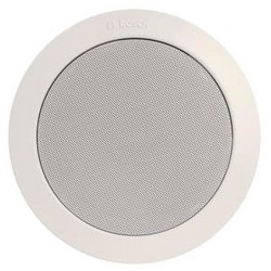 Loudspeaker, Ceiling Mount, Dual-Cone, 100 Volt, 6 Watt, 8.5&quot; Diameter x 6.18&quot; Width x 3.94&quot; Height, Metal, Off-White, With Integrated Circular Metal Grille, Circular Template