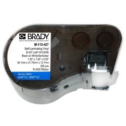 Wire and Cable Label, Rectangle, Self-Laminating, 1.5" Width x 1.25" Height x 0.004" Thickness, Black On White, Semi-Clear, Black Ribbon, Clear/White Tape, Vinyl, Matte, For UTP