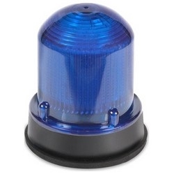 LED Beacon, Standard, Steady-On, 125 Class, 120 Volt AC, 0.097 Ampere, 50/60 Hertz, 3-1/4" Width x 3-7/8" Height, Blue Lens, Gray Base