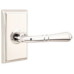 Door Lever Set, Turino, Rectangular Rosette Style, Left Hand, 4-1/2&quot; Length, 2&quot; Clearance, 2-3/4&quot; Projection, Flat Black, Includes Rosette, Latch/Strike Plate, For Passage