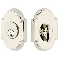 Door Deadbolt, Single Cylinder, #8 Style, Schlage C Keyway, Brass, Satin Nickel