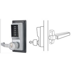 Mechanical Pushbutton Lock, Heavy Duty, Left Hand, LFIC Schlage, Combination Entry/Key Override, Satin Chrome, With Lever