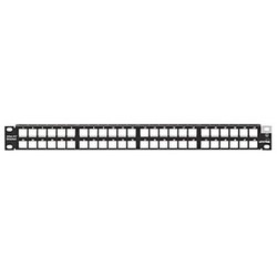 Patch Panel, Flat, Shielded, 48-Port, 1RU, 19&quot; Length x 0.57&quot; Width x 1.72&quot; Height, Without High Density Rear Cable Manager