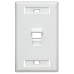 Wallplate, Angled, 1-Gang, Flush Mount, 1-Port, 2.76&quot; Width x 0.97&quot; Depth x 4.51&quot; Height, High Impact Fire-Retardant Plastic, White, With ID Window