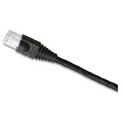 Patch Cord, Stranded, UTP, Cat 6, 0.225" Diameter x 1’ Length, High Impact Fire-Retardant Plastic Plug, Black