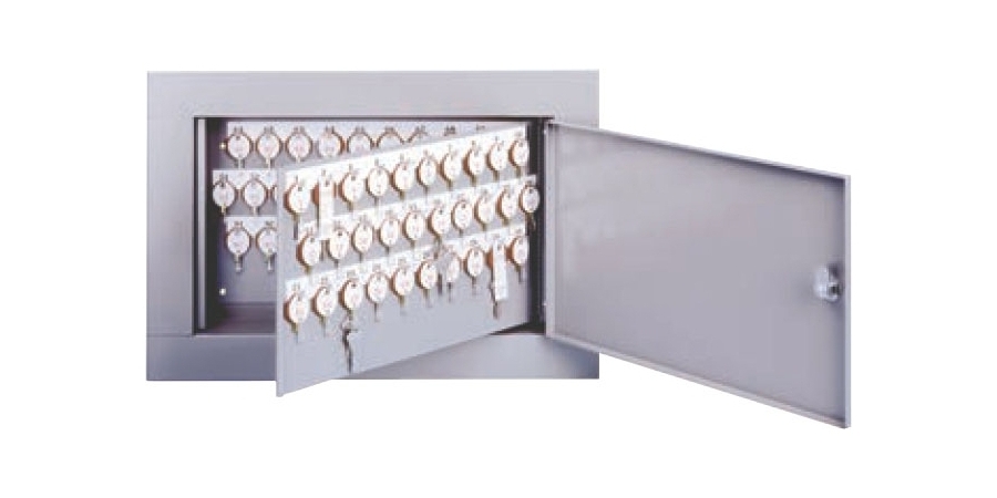 Wall Key Cabinet, 30-Cap, Flush-Recess-In, 18-1/2
