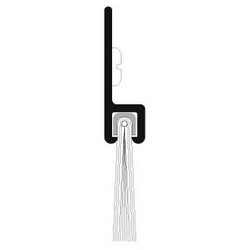 Door Brush Retainer, 180 Degree, 48&quot; Length x 1/4&quot; Width x 7/8&quot; Height, Anodized Aluminum, Clear, With 5/8&quot; Black Nylon Brush Insert