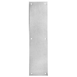 Door Push Plate, 3-1/2" Width x 15" Height, 0.05" Thickness, Satin Brass, Chrome Plated