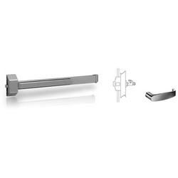 Exit Device Trim, Key-In-lever Lock/Unlock Lever, Non-Handed, L-Rose, L-Lever, Satin Chromium Plated, For 1-3/4" Door Entrance