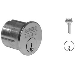 Mortise Cylinder Lock, 6-Pin, 1-1/8" Length Under Cylinder Head, LB Keyway, Satin Stainless Steel