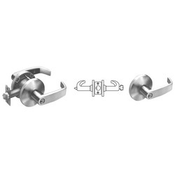 Cylindrical Lock, K Rose, L-Lever, 2-1/4&quot; Full Lip Strike, 2-3/8&quot; Backset, Satin Chrome, For Entrance/Office