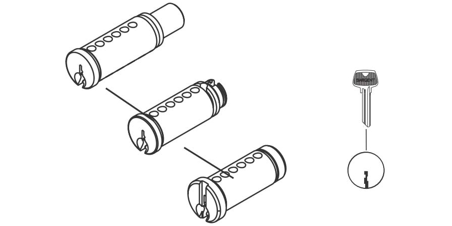 Cylinder Plug and Pin Assembly, LB Keyway, Satin Nickel Clear Coated ...
