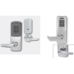 Electronic Door Lock, Cylindrical Chassis, Keypad, Left Hand, Athens Lever, 4AA Battery, Satin Chrome, Without 6-Pin FSIC Cylinder, For Class/Storeroom