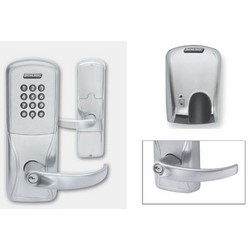 Electronic Door Lock, Cylindrical Chassis, Magnetic Stripe, Right Hand, Sparta Lever, Satin Chrome, Classic Obverse Keyway, 4AA Battery Kit, For Office