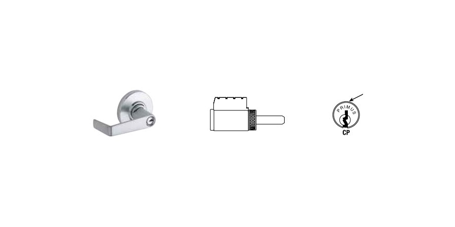 Door Lock Cylinder, Primus, 2767-CP Keyway, Satin Chrome, Without Key ...