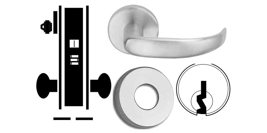Door Mortise Lock, Keyed, C Keyway, 3