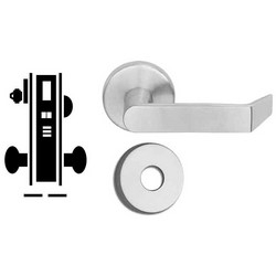 Door Mortise Lock, Keyed, 2-1/2" Depth Lever, 2-3/4" Backset, Satin Chrome, With A Rose Trim/Deadbolt, Without Full Face Cylinder, For Storeroom