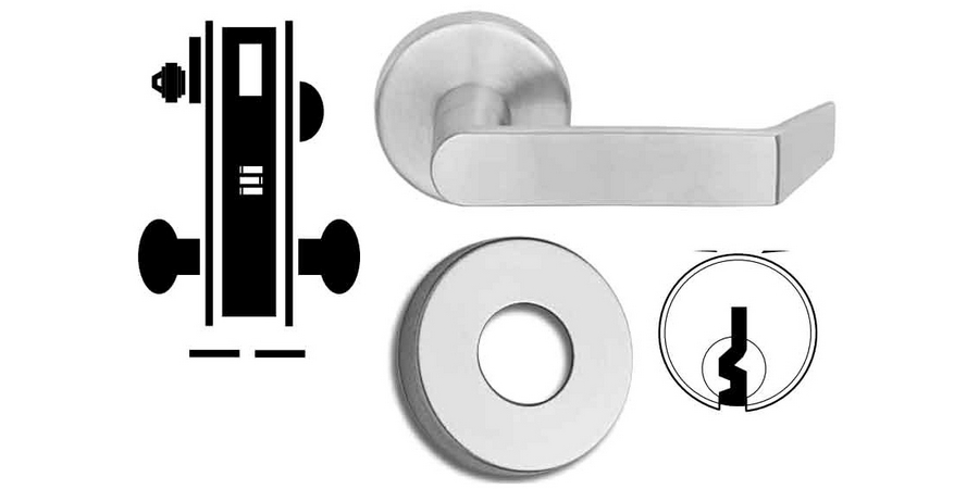 Door Mortise Lock, Keyed, E Keyway, 2-1/2