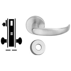 Door Mortise Lock, Keyed, 3&quot; Depth Lever, 2-3/4&quot; Backset, Satin Chrome, With A Rose Trim/Deadbolt, Without Full Face Cylinder, For Closet/Storeroom