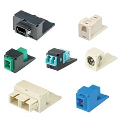 Module, Mini-Com, Duplex LC Sr./Jr. Fiber Adapter (Electric Ivory), Phosphor Bronze Split Sleeves, Black