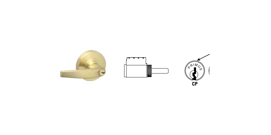 Door Lock Cylinder, Primus, 1001-CP Keyway, Satin Chrome, Without Key ...
