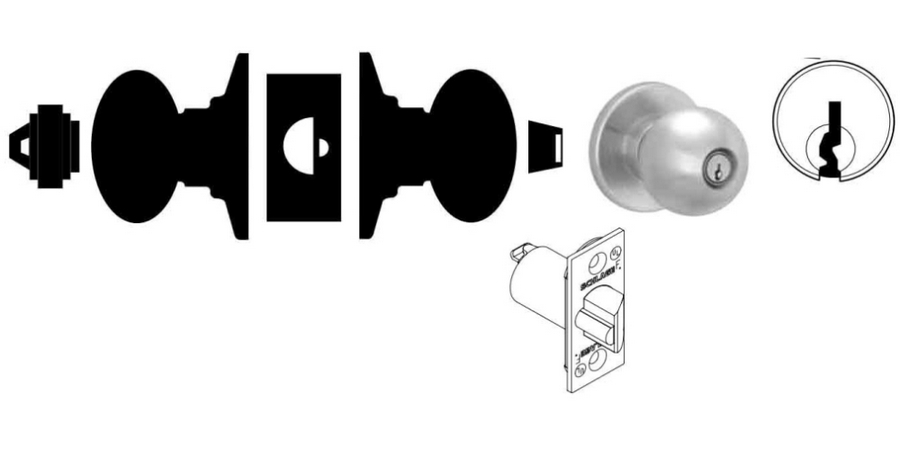 Door Lock, Keyed/Pushbutton, Orbit Knob, G Keyway, 2-3/4