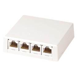 Surface Mount Box, 4 Port, Low Profile, Off White