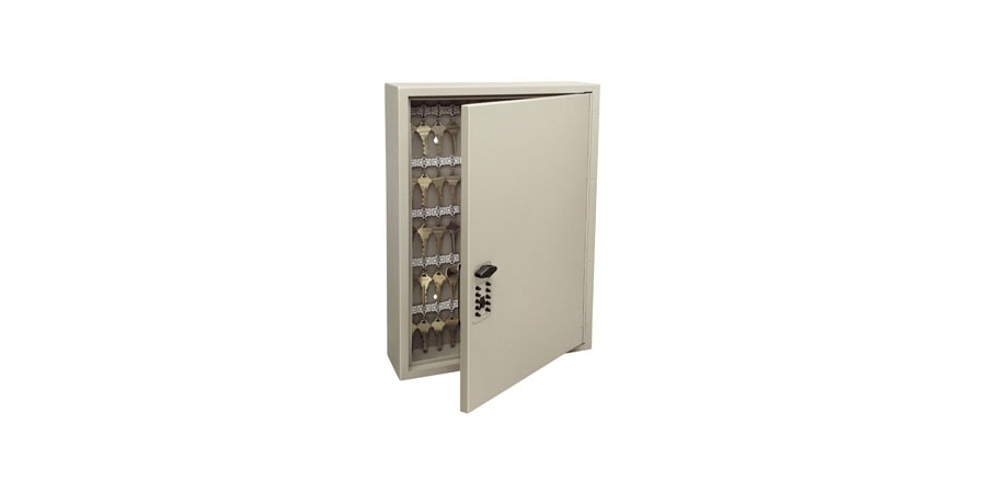 Key Cabinet, 60-Key Capacity, Clay, Heavy-Duty Steel