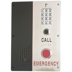 IP Call Station, 2-Way, Emergency/Call, Dual Button, Keypad, Flush Mount, 12 Volt DC, 24 Volt AC/DC, IP66, Brushed 316 Stainless Steel Faceplate, Polyethylene Terephthalate Panel