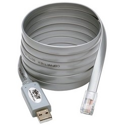 USB to Serial Rollover Cable, USB A to RJ45 Male Connector, 6’ Length, Gray