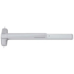 Door Exit Device, Grooved, Surface Mount Vertical Rod, Lever, Right Hand Reverse, Dull Chromium, For 3’ x 7’ Door