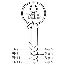 Lock Key Blank, 6-Pin, Standard Bow, Restricted Section, GSA Keyway, 0.51" Pin Tumbler, Nickel Silver