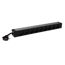 16Amp 19" PDU Standard 1Ph, 9 French Schuko Outlets, 3M Power Cord Schuko