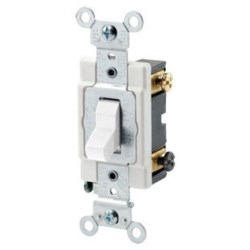 20 Amp, 120/277 Volt, Toggle 3-way AC Quiet Switch, Commercial Grade, Grounding - White