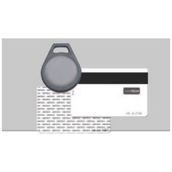 HID DuoProx II card, KSF, w/ blank magnetic stripe, thin credit card size, glossy front for dye-sub printing (1336LGCSN-K1113). Minimum Qty 100, Increment Qty 100.