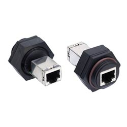 1-PORT BULKHEAD PASSTHRU JACK CAT5E BLACK                   INDUSTRIAL ETHERNET