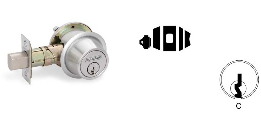 Door Deadbolt Lock, ANSI: Grade 2, Function: Classroom Lock, US10B Oil ...
