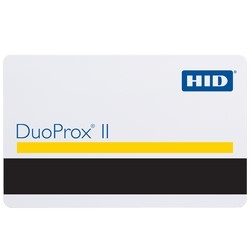 DuoProx II Card, PVC, UnProg, Front: White PVC w/ Gloss Finish, Back: Standard DuoProx II Artwork Gloss Finish, No Print Card Number, Vertical Slot Punch, Print Horizontal Slot Indicators