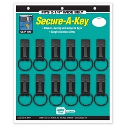 Key Carrier, Slip On, 3/4&quot; Width x 3/4&quot; Depth x 2-1/4&quot; Height, Stainless Steel, Black, With 1-1/4&quot; Black Split Key Ring, For 2-1/4&quot; Wide Belt, 12 each per Card
