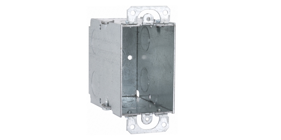 Switch Box, Steel, Depth 3.5 in., Gray, 1 Gang, Knockout Size 1/2 in.