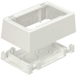 Single Gang Low Voltage 2-piece Outlet Box With Adhesive for Screw-on Faceplates, Off White
