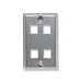 Work Area Outlets; Faceplate TrueNet Series 4 Ports Unloaded Configuration Accepts: TrueNet Keystone Connectors