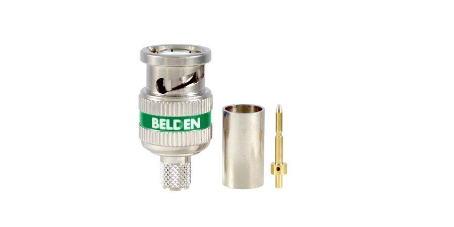 Connector, BNC, 3-Piece, Plug, Green, RG6, 75 Ω, 12GHz, 4 dB