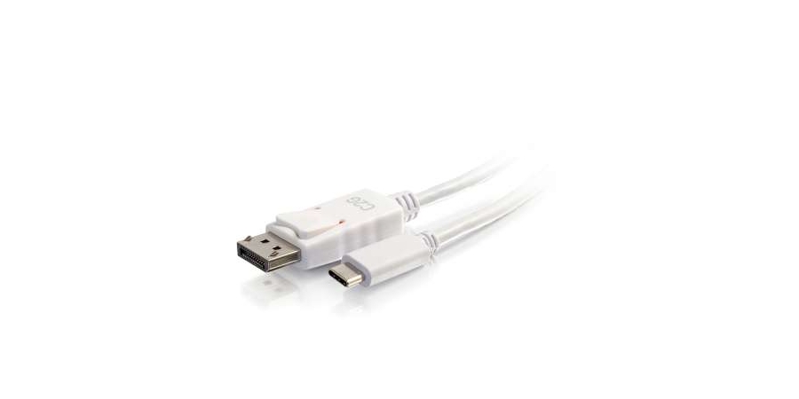Adapter Cable, USB-C Male to Display Port Male, White, 4.7mm, Stranded ...