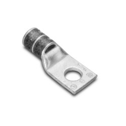 Copper Compression Lug, 1 Hole With Inspection Window, Short Barrel, #8 - #10 Stud, 4 AWG Stranded, Electro-Tin Plated, Gray